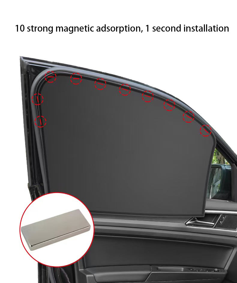 4-Pack Magnetic Car Side Window Shades – Black Privacy Curtains for UV Protection